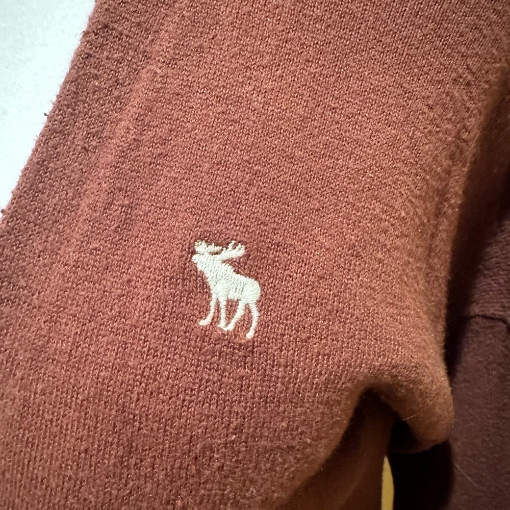 Abercrombie & Fitch Cardigan Sweater Knit Long Y2K Moose Brown Sz S Button Down - Picture 3 of 5